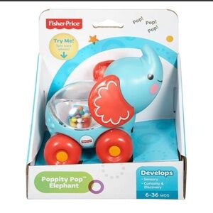 HTF RARE Fisher-Price Poppity Pop Elephant - Blue and Red